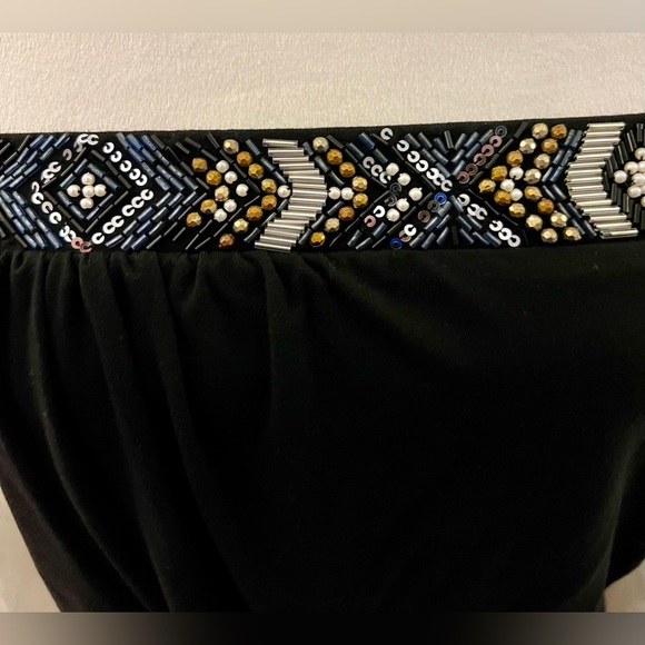 WHITE HOUSE BLACK MARKET Simple Black Dress Strapless with Gem Trim - Picture 3 of 5